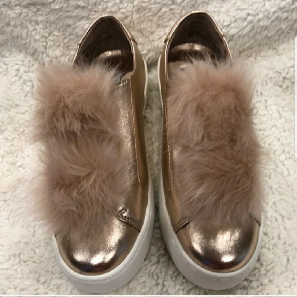 New Steve Madden Breeze Metallic Rose Gold Furry Platgorm Tennis Shoes Size 7M - Picture 4 of 8